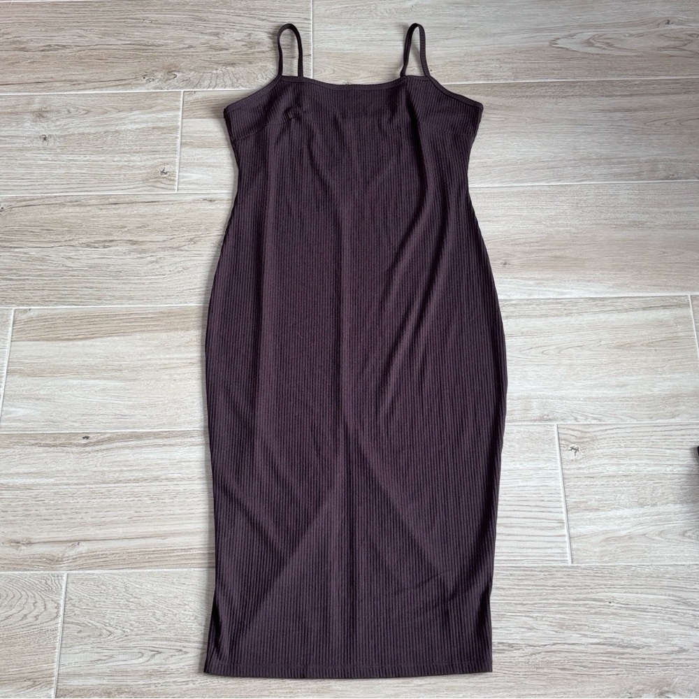 NWT Savage X Fenty Essential Rib Midi Dress in Double Espresso Brown 3X